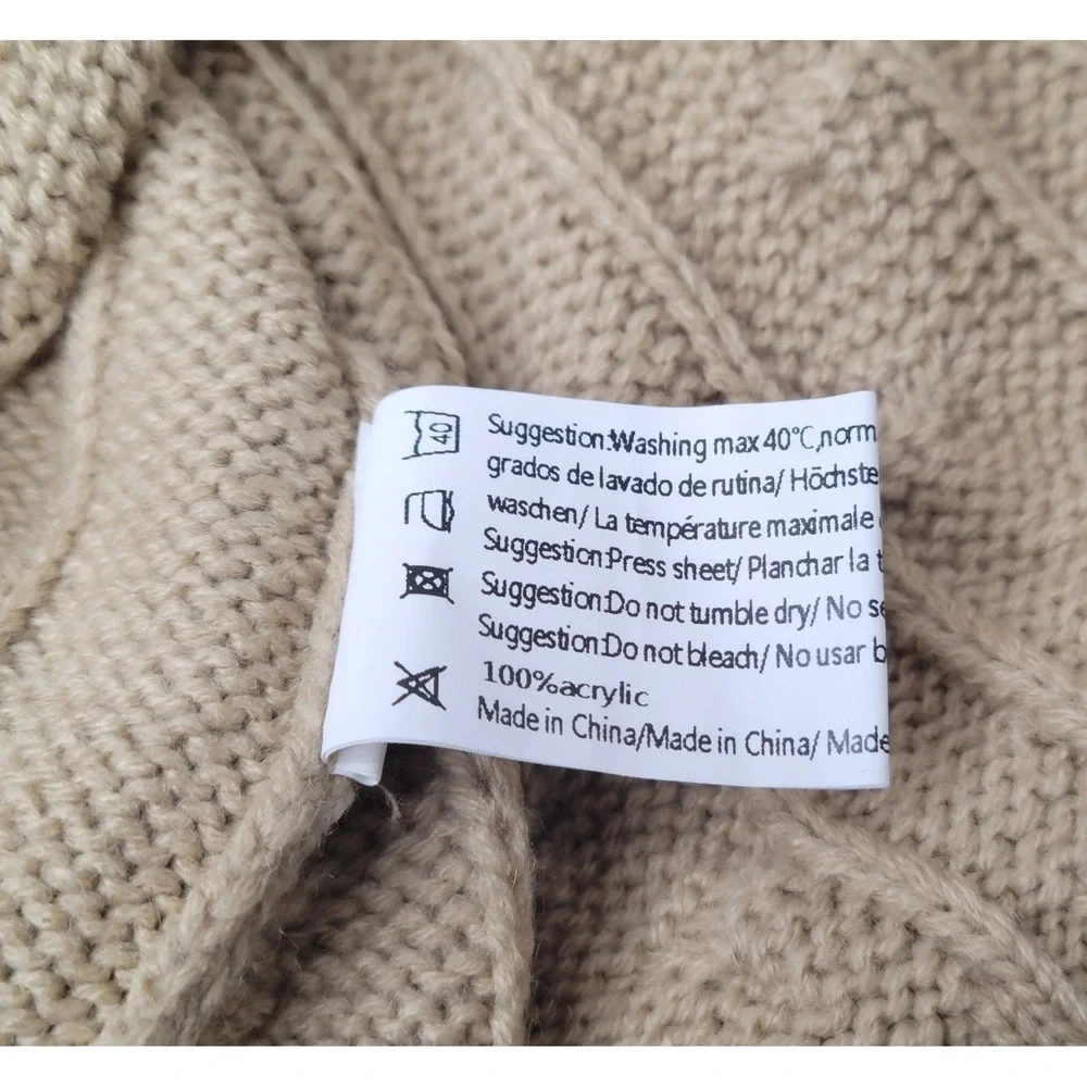 Arshiner Quarter Zip Sweater‎ Kids Size 140 Tan Cable Knit Mock Neck Pullover